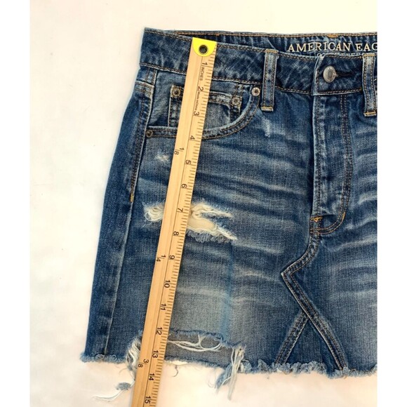 American Eagle Mini Skirt Womens 6 Festival Distressed Button Fly Denim - Picture 4 of 8
